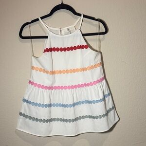 Entro White Tank Top with Colorful Stripes
